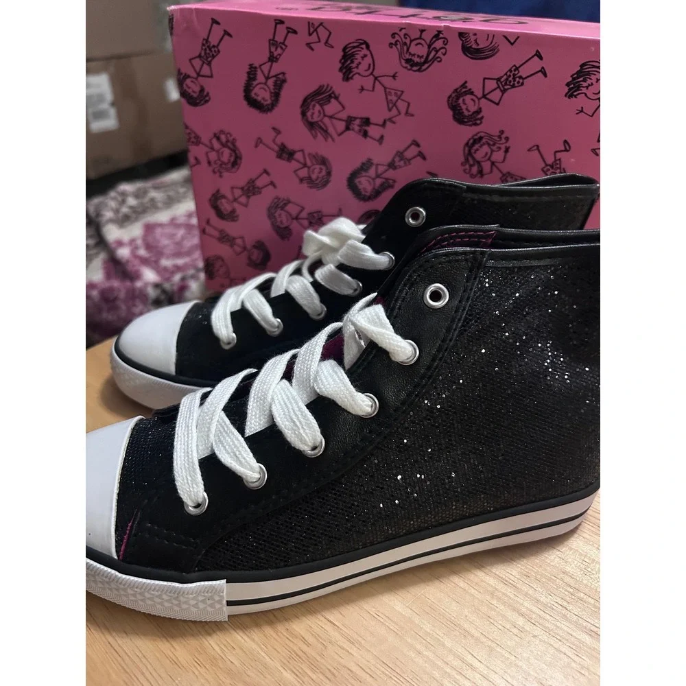 Gotta Flurt High Top Sneakers Kids Size 4M Black Glitter Disco Lace Up Shoes